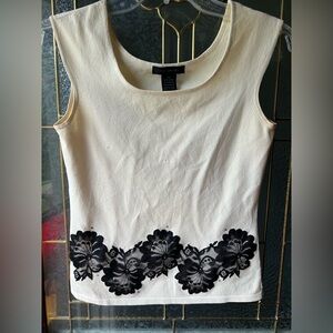 The Limited Cream Embellished Sleeveless Tank Top